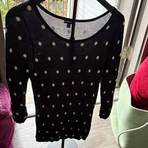 Express Black and White Polka Dot Long Sleeve Top